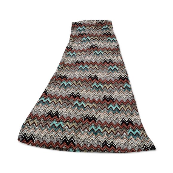 HOT KISS Strapless Sundress Size S/M Fall Colours Zig Zag Tribal Pattern Stretch - Picture 3 of 9